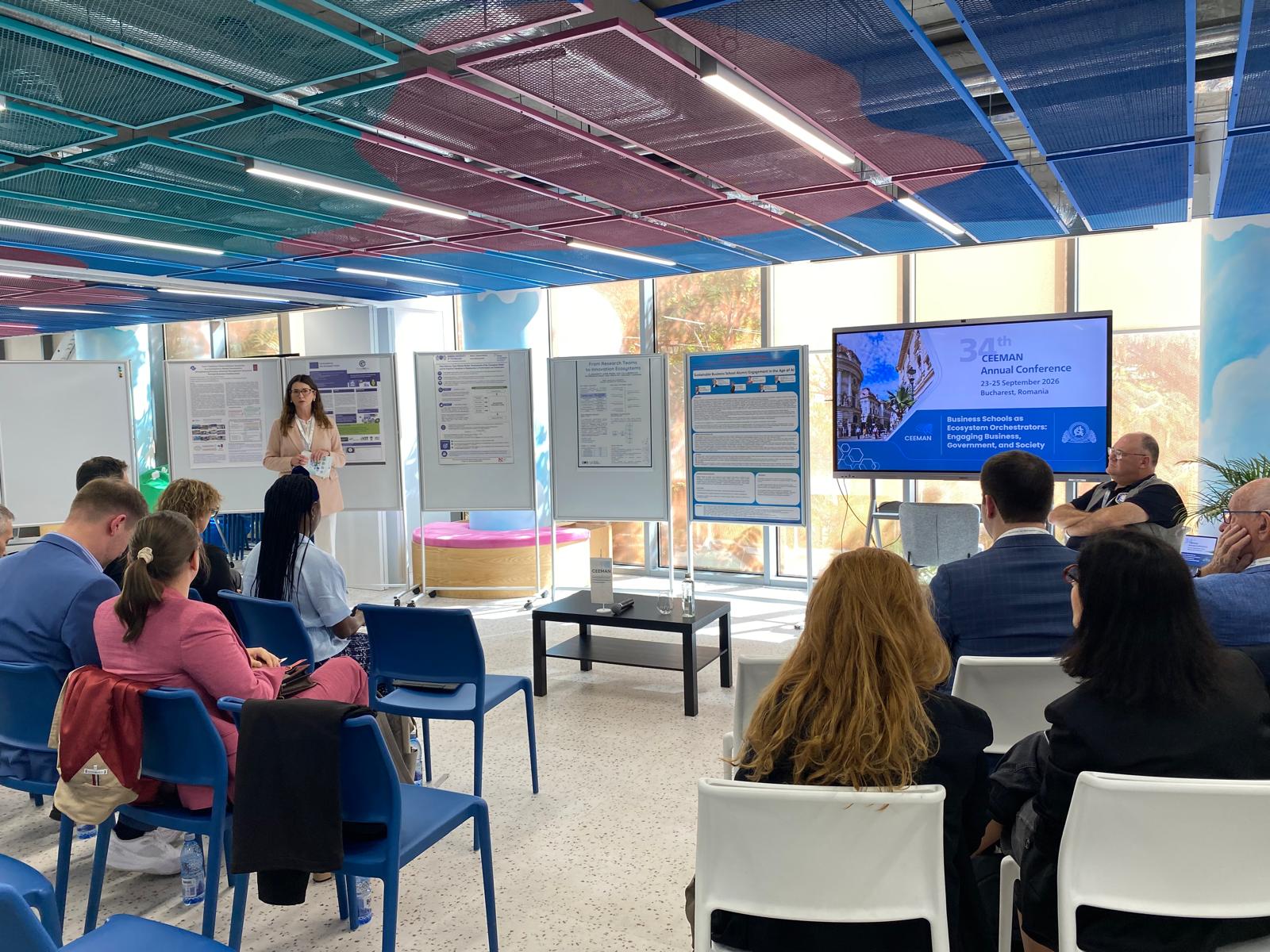 A woman during a poster session